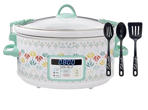 Pioneer Woman Meandering Geo 6-Quart Digital Slow Cooker 3-Piece Kitchen Utensil Bundle Set