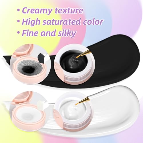 Cushion Gradient Painting Gel Black&White Ombre Uñas miniatura 4