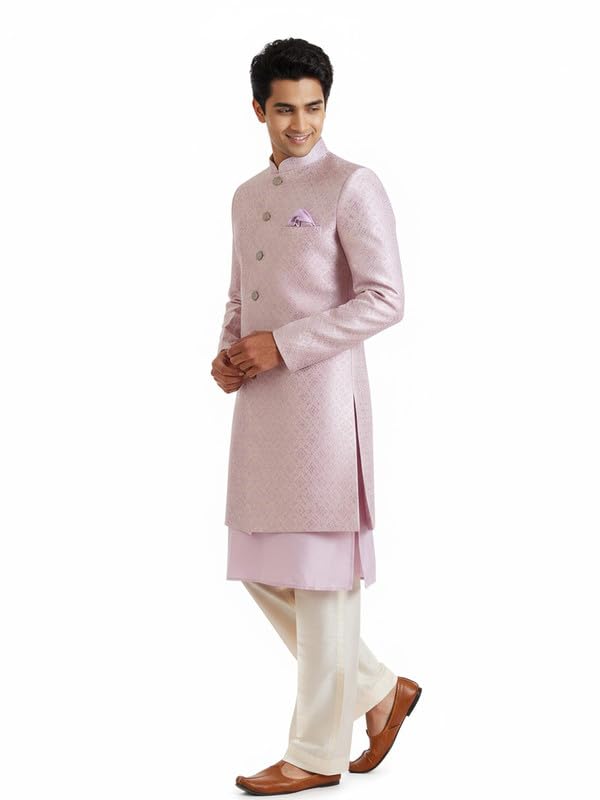 kisah Men’s Kurta Sherwani Trouser Set – Woven Design Jacquard Traditional Outfit for Men - Festive & Wedding Ethnic Wear - Elegant & Comfortable-picture-37