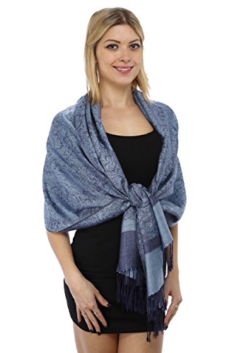 Gilbins Luxurious Paisley Design 28 x 70 Silk Blend Pashmina Shawl Wrap2