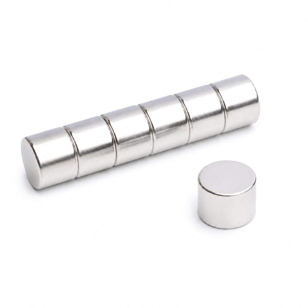 25 piezas imanes de neodimio cilíndricos 14x10 mm N38, extra fuertes y niquelados, ideales para bricolaje, manualidades, electrónica y uso industrial