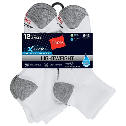 Image of Hanes Men's Socks, Active Cool X-temp Lightweight Moisture-wicking Cushioned Ankle, Crew and No Show, 12 and 14 Pair Packs
