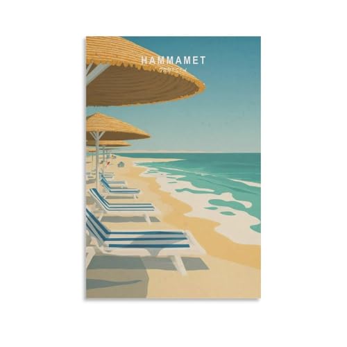 Impression sur toile de peintures à thème Hammamet Tunisie - 30 x 45 cm