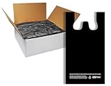 Bagtron T-Shirt Carry-Out Bags, Disposable Plastic Bags with Handles for Shopping and Restaurant, 1/8 Barrel, 0.51 Mils, Black, 10' x 5' x 18', 1000 Count