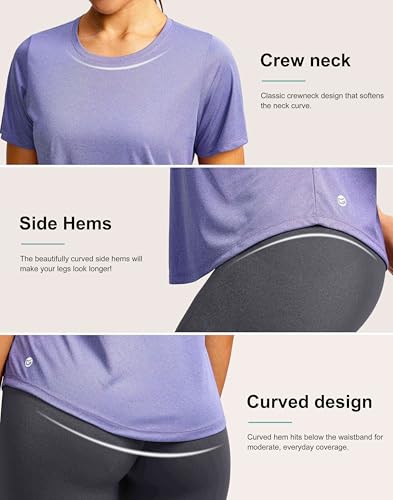 Image of Women's Short Sleeve Workout Shirts UPF 50+ Sun Protection T-Shirts Quick Dry Breathable Gym Running Hiking Tops for Women