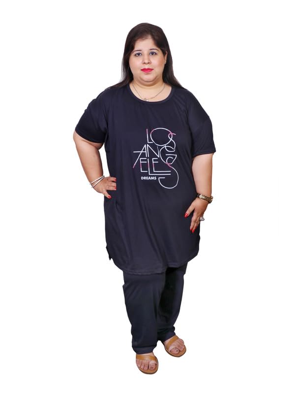 wako Plus Size Night Suit for Women – Printed Knitted Top & Pyjama Set, Soft Breathable Nightwear, Comfortable Loungewear & Sleepwear for Ladies Home Wear-picture-52