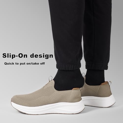 Image of Men's Wide Non-Slip Walking Shoes Lightweight Breathable Knit Casual Sneakers Slip On Athletic Shoes Ultra Comfort Durable