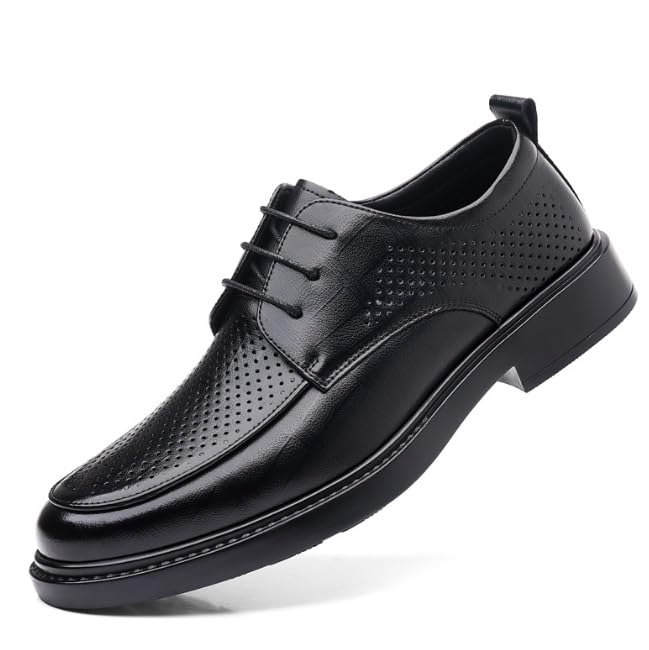 Mens Summer Wedding Shoes Black Genuine Leather Dress Business Formal Oxford Shoes