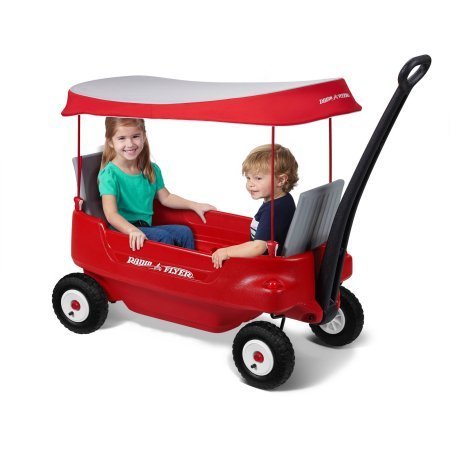 Radio Flyer Deluxe All-Terrain Pathfinder Wagon with Canopy All-terrain air tires for a smooth ride