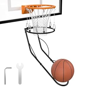 Basketball Return Attachment, Sturdy Metal Basket Ball Return Training Aid, Ideal for Single-Person Outdoor or Indoor Basketball Shooting Training (Black) product image