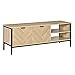 HOMCOM Mueble de TV para Televisores de hasta 50" Mesa de Salón Moderna con Armario 2 Compartimentos Estante Ajustable y Patas de Metal 120x40x46 cm Color Madera Natural