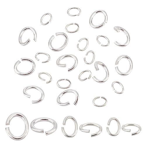 AHANDMAKER 30 Pcs Silver Open Jump Rings, 3 Sizes 925 Sterling Silver Jump Rings, Oval Linking Rings, Jewelry Rings Connectors for Earring Necklace Bracelet Keychain DIY Jewelry Making