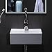 Bathroom Vessel Sink Wall Mount Small Bathroom Sink White Rectangle Vessel Sink Handmade Porcelain Ceramic Art Basin for Bathroom, Powder Ro