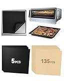 140PCS Air Fryer Liners for Ninja Flip Toaster Oven & Air Fryer SP151, 12x12Inch, 135PCS Nonstick Disposable Parchment Paper Sheets + 5PCS Reusable Teflon Baking Mats, Flip Up Toaster Oven Accessories
