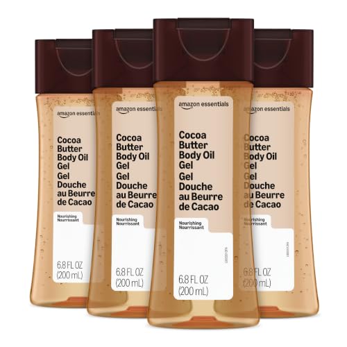 Amazon Essentials Body Oil Gel with Cocoa Butter, 6.8 Fl Oz (Pack of 4) (Previously Amazon Basics)