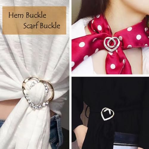 Image of 8PCS Shirt Ring Clip for Women Scarf Clip Clothes Hem Knotted Buckle Fashion Rhinestone Shirt Clip