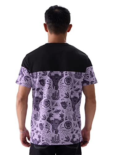 Image of The Souled Store Official Marvel: Wakanda Forever Colourblock Men and Boys Regular fit Graphic Printed Half Sleeve Cotton Multicolored Men T-Shirts