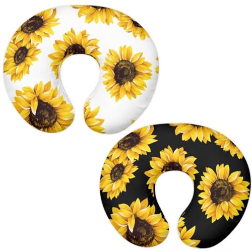 Image of Jeiento Yellow Sunflower Nursing Pillow Covers Boy Bright Floral Breastfeeding Pillow Slipcover Ultra Soft Positioner Case Fits Naked Nursing Pillow for Baby Boy Girl,2 Pack