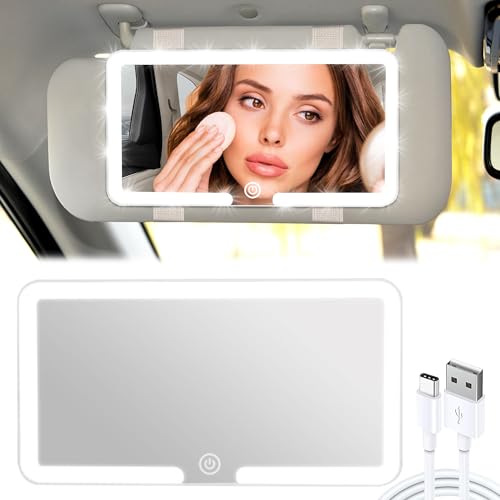 【Specchio cosmetico auto ad alta definizione per auto】Lo specchio per il trucco per alette parasole Lypumso è realizzato con telaio in ABS di alta qualità e vetro a specchio ad alta definizione antigraffio. L'immagine è reale e chiara senza deformazioni. Lo specchio per auto ti offre un campo visivo chiaro e ampio, puoi vedere chiaramente ogni dettaglio del tuo trucco, così puoi truccarti e ritoccarlo in qualsiasi momento in macchina.