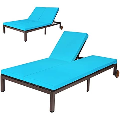 Tangkula Double Wicker Daybed Chaise Lounge Chair Cover