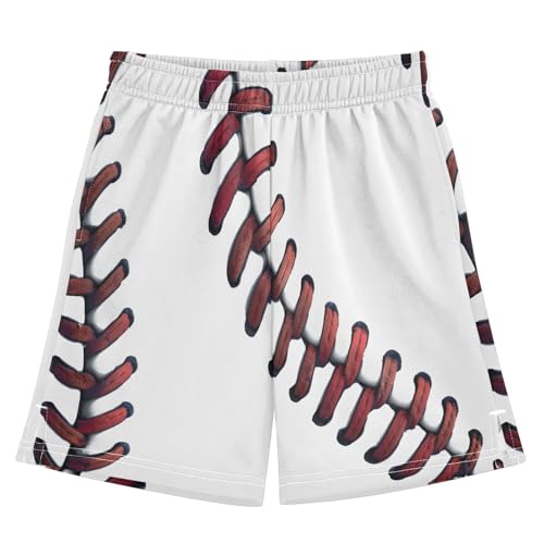 ALAZA Fashion Baseball Liner Boys Athletic Shorts Casual Shorts with Pockets Bottom Pants Summer Athletic Running Shorts 7-8 Year Multicolor