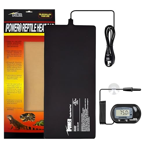 iPower 8 by 18-Inch 24W Reptile Heat Mat, LCD Digital Aquarium Thermometer, Under Tank Warmer Terrarium Heat Pad for Turtles Lizards Frogs and Other Small Animals, Multi Sizes
