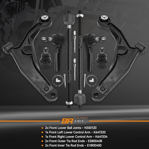 8Pcs Front Lower Control Arms kit Compatible with Chrysler 200 2011-2014, Sebring 2007-2010, Dodge Avenger 2008-2014 Outer Inner Tie Rod Ends Lower Ball Joints Front End Suspension kit by BRTEC - Image 2