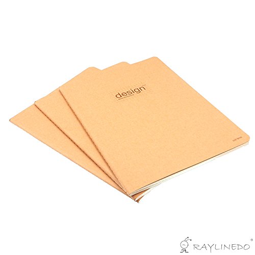 RayLineDo® 80 Pages A4 5MM Squared Grid Format Engineering Notebook Project Ring Notebook Thread Binding Soft Cover Science Journal Kraft Brown - 3Pack