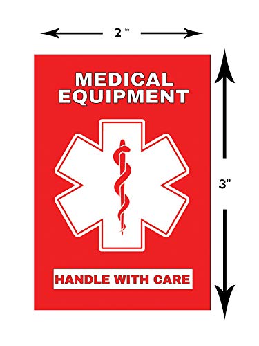 Medical Equipment Luggage Sticker Height 3 Inches X Width 2 Inches Handle With Care (Melt-101) Quantity (5) #TOP1