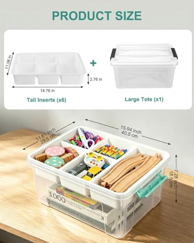 Image of EOENVIVS 17 QT Art Supply Organizer with Clear Lid and Removable Tray