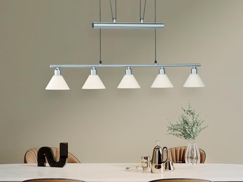 Trio Jojo-Balkenpendel, E14, L.: 102cm, Nickel matt, Glas opal mattweiß