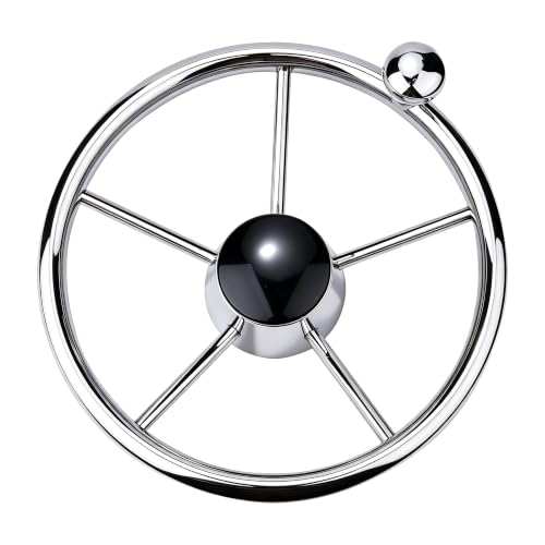 13.5 Inch 5-Spoke Boat Steering Wheel, Stainless Steel Steering Wheel