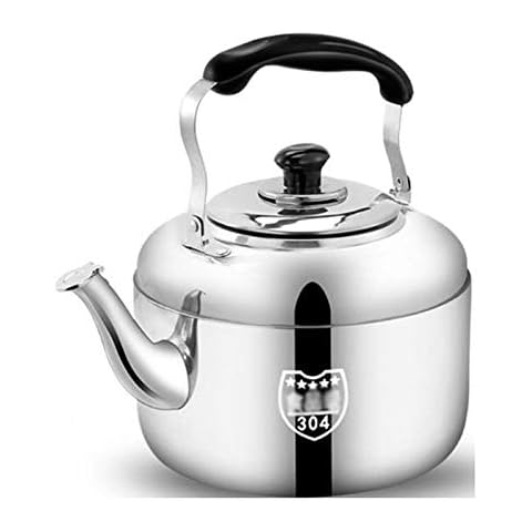 MSHK Kettle Kitchen Home Camping Gas Hob Silver Stainless Steel Whistling Retro Kettle Suitable for All Stoves And Induction,10L Cover