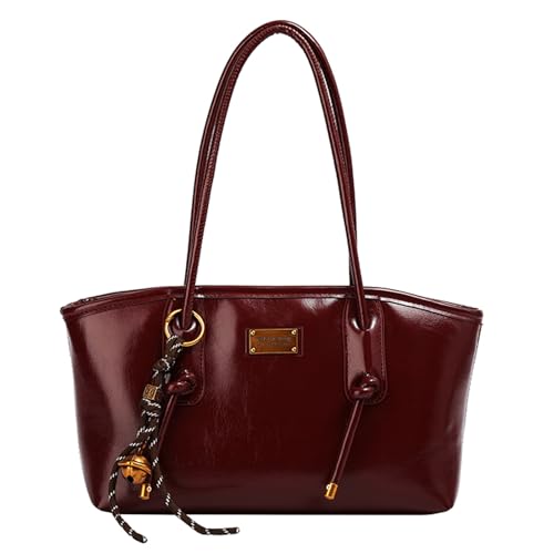 Waniki Handtasche Damen Kleine Elegant Tote Bag Kunstleder Handtaschen Elegante Schultertasche Umhängetasche Henkeltaschen Shopper Bag Handbags for Women Tragetasche Rot