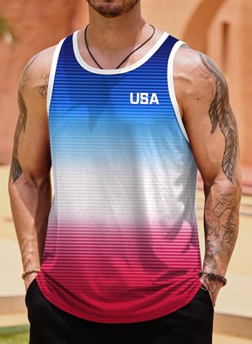 Image of VOGSTART Mens Hawaiian Beach Tank Tops Summer Vacation Muscle Top Graphic Sleeveless Shirts (S-3XL)