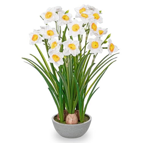 Artificial Flowers in Pot 16' Fuax Daffodil Potted...