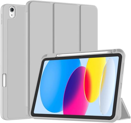 Image of Robustrion Cover for iPad 11th Generation (A16) / 10th Gen Cover Case with [Right Side Pencil Holder] [Auto Sleep Wake] [Soft Back] (2022 /2025), Case for iPad 11th 11 inch / 10th 10.9 inch - Grey