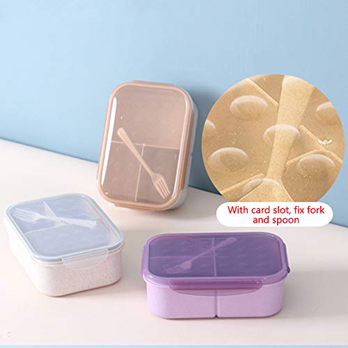 Ajcoflt Merendeira Grelha de Trigo Grande capacidade Três Grades Bento Box Canteen Merendeira para C