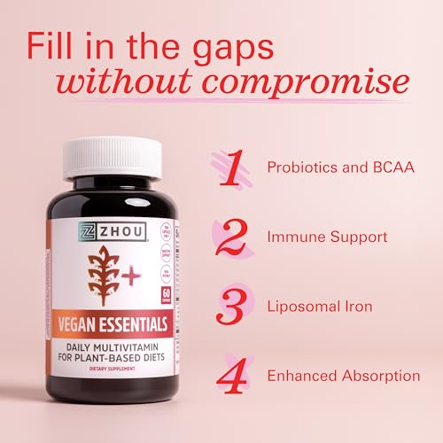 Zhou-Vegan-Essentials-Multivitamin-Supplement-B-Vitamins-Energy-Vitamin-C-Zinc-Immune-System-Function-Iodine-Thyroid-Support-Liposomal-Iron-Plant-Based-Diet-Multivitamin-60-Veg-Caps