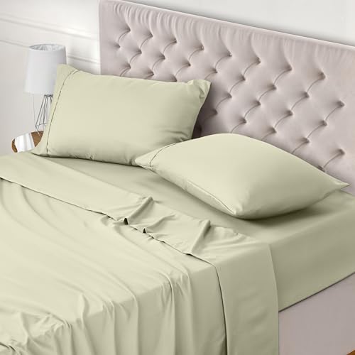 Utopia Bedding Juego de Sabanas 4 Piezas 180x200 - Poliéster Microfibra Cepillada - Oeko-Tex Certificado - Sábana Bajera, Sábana Plana y 2 Fundas de Almohada 50x75 (Cama 180, Marfil)