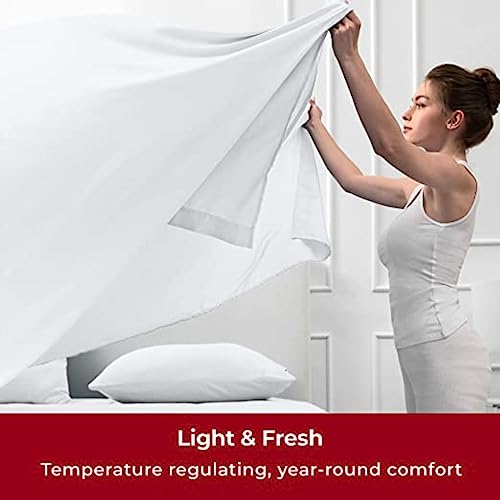 Image of Flat BedSheet with 2 Pillow Covers 600 TC 100% Egyptian Cotton Bedsheet Comfortable & Durable Hotel Quality Sheet (Queen 90x102, White)