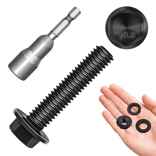M8 x 35mm (10 Sets) M8x1.25 Bolt Flanged Hex Head Nuts and Bolts, M8 Bolt Flange Hexagon Screws with Nuts and Washers, M8 Screws Grade 10.9 Alloy Steel Metric Bolt Assortment Metric Screw by Mywish