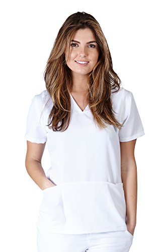 Ultra Soft Scrubs - Womens Two Pocket Scrub Top, White 38792-X-Small