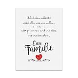 Kunstdruck, Poster mit Spruch – EINE FAMILIE - Typografie-Bild auf hochwertigem Karton - Plakat, Druck, Print Wandbild - KD-00101-M