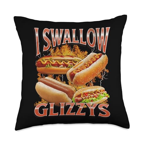I Love Glizzys Funny Wiener Hot Dog Meme Bootleg Graphic Throw Pillow