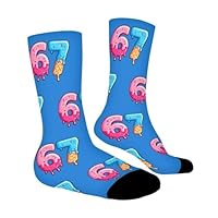 67 Socks Meme Six Seven Ice Cream Drip 6 7 Design Funny Sock Gifts For Teens Boys Girls Kids 7-12 Years Blue One Size