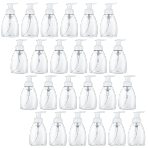 24 PCS Foaming Soap Dispenser Pump Bottles Foaming Hand Soap Dispenser Foaming Pump Bottles Empty Plastic Container for Kitchen Bathroom Commercial, Clear