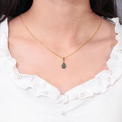 CiNily Opal Pendant Necklace for Women Multi-colored Teardrop Birthstone Necklaces 14K Rose Gold/Gold Plated Dainty Simple Gold Chian Necklace, Birthday Anniversary Wedding Gifts 7x10mm2