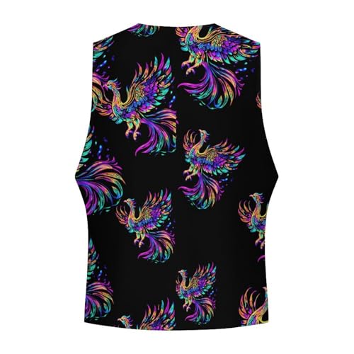 Iridescent Phoenix Formal Suit Vest for Men with Pockets for Business Casual Dress Tuxedo Slim Fit4