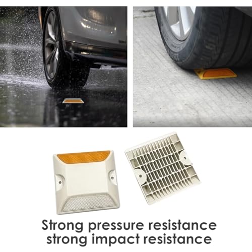 10 Stück Reflektierender Markierungsnagel, Parkplatz Markierung Gartenweg Treppen Gelb (weiß - 10 packen)